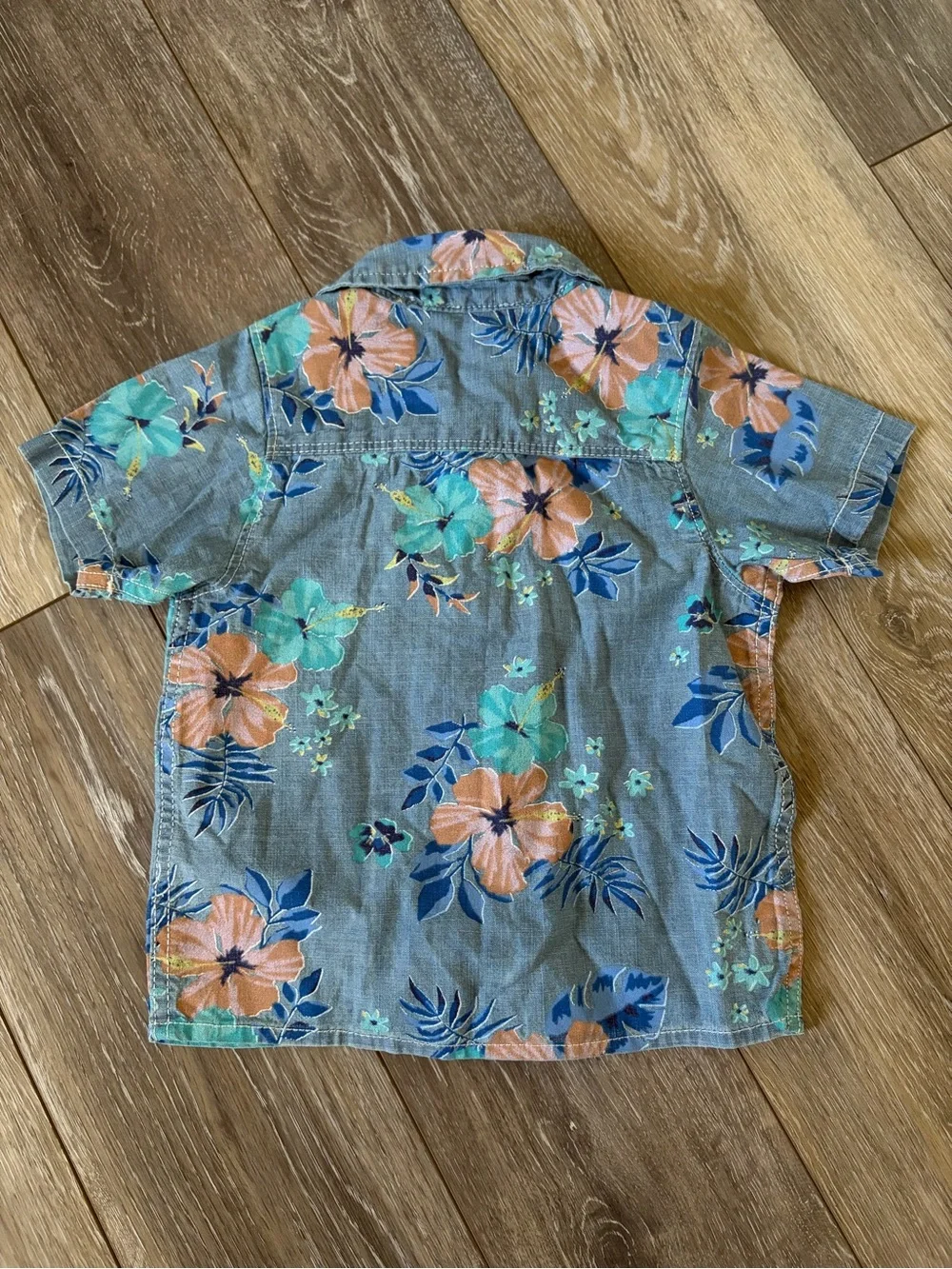 OshKosh B'gosh Blue Floral Short-Sleeve Button-Up Shirt NWT